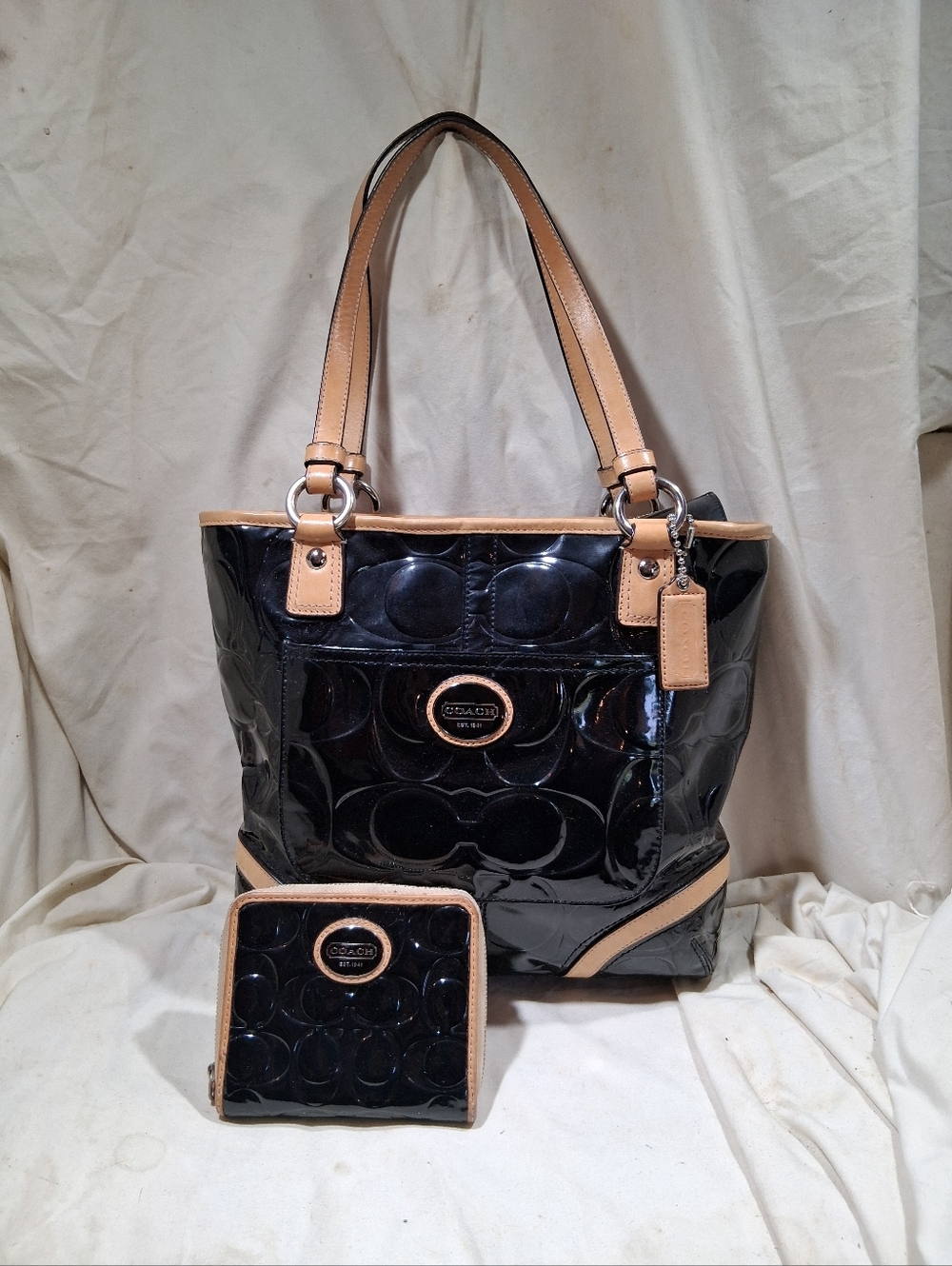 Coach Signature Peyton Embossed Shoulder Bag With Mstching Wallet